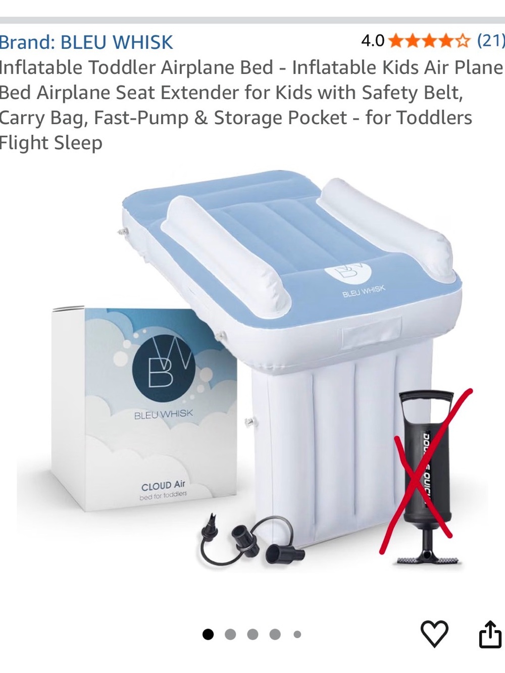 Inflatable Toddler Airplane Bed - Blue & White